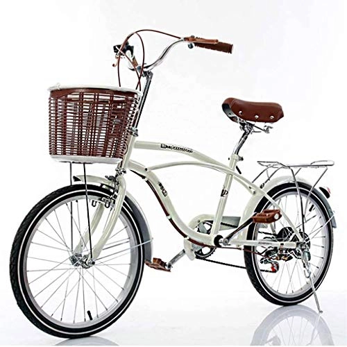 Comfort Bike : YAALO 20" Bicycle Lightweight 6 Speed Bike City Leisure Bicycle Adults With Basket Classic Traditional Bicycle Lightweight Bicycle-20inch
