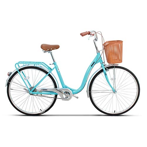 Comfort Bike : Yunyisujiao Bicycle Folding Bicycle Unisex 26 Inch Single Speed Portable Bicycle Fashion Beautiful City Bicycle (Color : BEIGE, Size : 132 * 22 * 80CM)