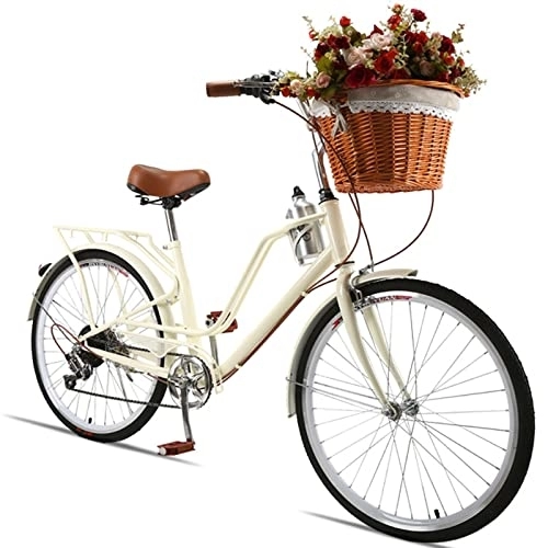 Comfort Bike : YXGLL 24 Inch Retro Bicycle Women's Adult Student City Commuter Lady Variable Speed Light Korean Bike (off)