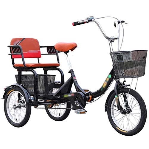 Comfort Bike : ZCXBHD Single Speed Three-Wheeled Bicycles with Back Seat 16 Inch Cargo Tricycles with Shopping Basket for Adults Recreation Picnics Exercise (Color : Black)
