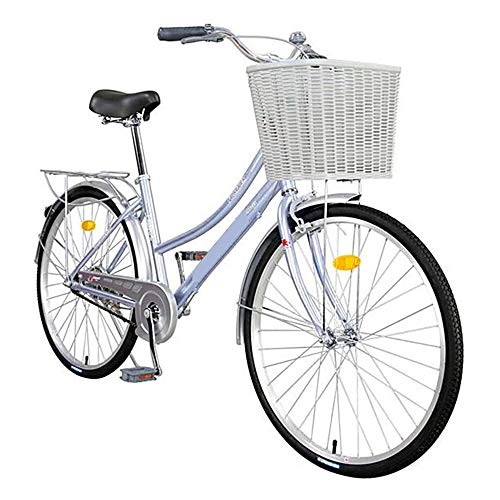 Comfort Bike : ZHIPENG 26 Inch Ladies City Bike Adult Leisure Bicycle, with Basket High Carbon Steel Frame Commuter Ladies Bike for Outdoor City