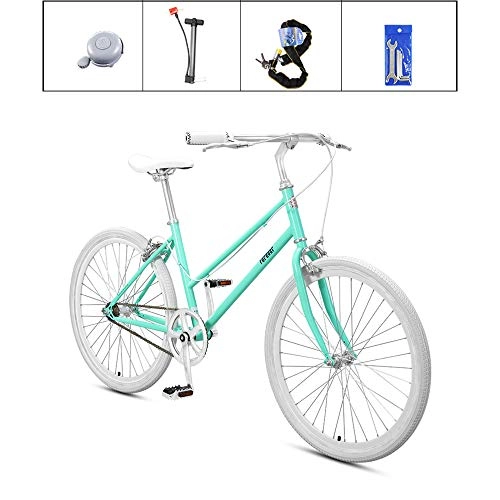Comfort Bike : ZHIPENG Fashion Commuter Bikes 24-Inch Lightweight Student Bike Lady City Bike, Retro Style, Urban Mobility Tool, Green