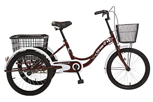 Comfort Bike : ZJWD Adult Tricycle, Single Speed 20 Inch Bicycle 3 Wheel Tricycle, Adults Trike Cruise with Basket for Shopping Outdoor Picnic Sports, E