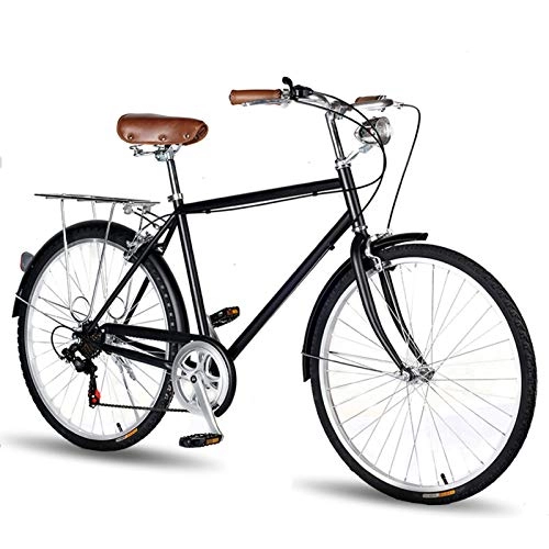 Comfort Bike : ZJWD Leisure Bicycle Men's 26 Inch Commuter City Road Bike, 7 Speed Hybrid City Bicycle Vintage Cruiser Bikes, Men Womens Adults Teens Road Bike