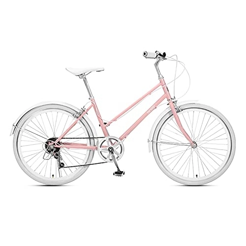 Comfort Bike : ZXQZ 24 Inch Retro Bicycle, 7 Speed Commuter Bike Lady's Step Through Urban Bike, for Dating Gifts (Color : Pink)