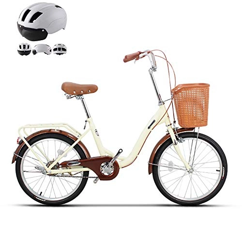 Comfort Bike : ZZD 20 24 26 Inch Adult Bicycle, Retro Comfortable City Commuter Bike with Helmet and Dual Brakes, for Commuting to Work and Outings, 20in