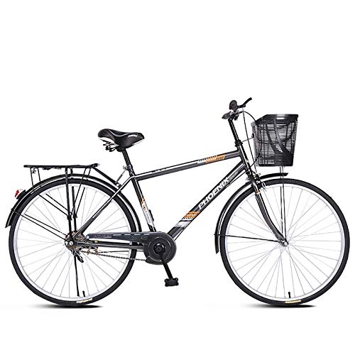 Comfort Bike : ZZD 26 Inch Men's and Women's City Commuter Bikes, Carbon Steel Comfortable Bikes with Dual Brakes and Thick Tires, for Outdoor Cycling, Glass Black