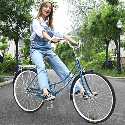 Cruiser Bike : 26-inch Single Speed ​​Women's Comfort Bicycle Beach Cruiser Bicycle Comfortable Bicycle For Women Girl Bikes 5 Old (Blue, One Size)