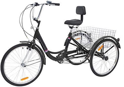 Cruiser Bike : AJ FASHION 7 Speed 3-Wheel Adult Trike Tricycle Cruiser Cycling for Outdoor Sports (Black, 20")
