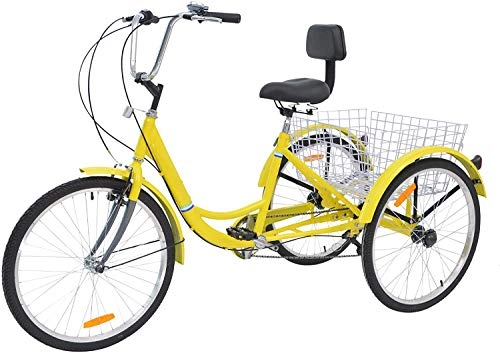 Cruiser Bike : AJ FASHION 7 Speed 3-Wheel Adult Trike Tricycle Cruiser Cycling for Outdoor Sports (Yellow, 20")