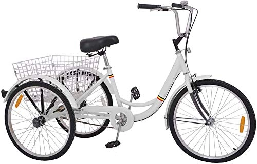 Cruiser Bike : AJ FASHION Adult Tricycle Trike 3-Wheel Bike Cruiser Cycling for Outdoor Sports (White, 16")