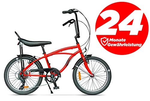 Cruiser Bike : Ape Rider Cruiser Bicycle For Men and Women Red - 20" Citybike Cruiser 7 Speed - Recommended Height 140-170 cm