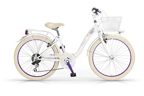 Cruiser Bike : Bike MBM FLEUR 26" Women 6S steel frame - with basket (White)
