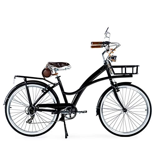 Cruiser Bike : CCVL Bicycle Adult Children Ultra Light Travel Bicycle Suitable For Urban Work And Leisure Riding, Black