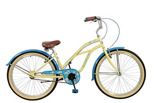 Cruiser Bike : Elswick Jumeirah Beach Cruiser Comfort Traditional American Style Bike 26" Wheel 16" Frame Cream / Blue