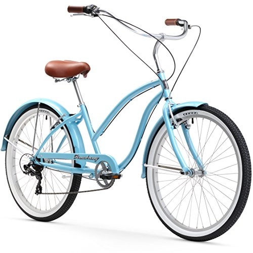 Cruiser Bike : Firmstrong Chief Lady Seven Speed Beach Cruiser Bicycle, 26-Inch, Baby Blue