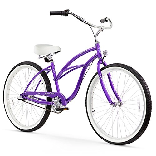 Cruiser Bike : Firmstrong Urban Lady 3-Speed 26" Beach Cruiser Bicycle, Purple w / White Seat
