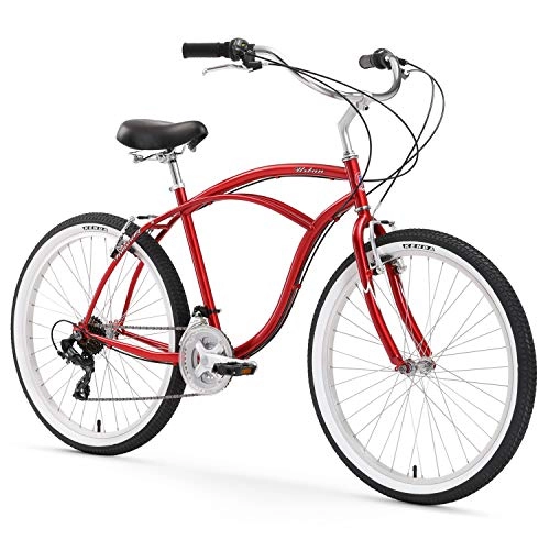 Cruiser Bike : Firmstrong Urban Man 21-Speed Beach Cruiser Bicycle, 26-Inch, Red