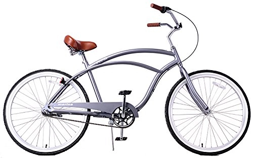 Cruiser Bike : FITO Men's Marina 2.0 Aluminum Alloy 3 Speed Beach Cruiser Bike, Grey, 18" / One Size