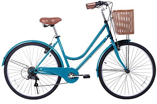 Cruiser Bike : Gama Bikes City Basic 26 - Women's Cruiser Bike - Step-Through Comfort Frame, 6 Speed Shimano - Hybrid Urban Commuter Road Bicycle - Great for Beach Cruising, Exercising and All Around Fun -Dark Blue