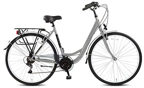 Cruiser Bike : Highlander City 28 Inch 53 cm Woman 6SP Rim Brakes Silver