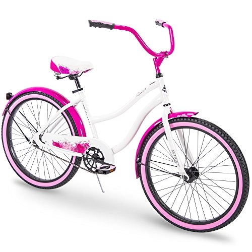Cruiser Bike : Huffy Women's 74438 Cruiser Bike Womens & Mens, Fairmont 24-26 inch, Gloss White, 24 inch wheels