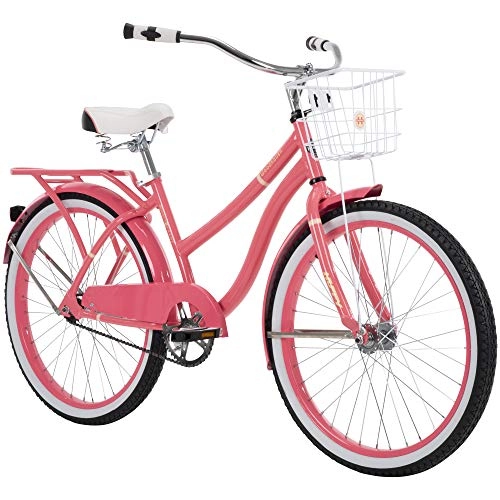 Cruiser Bike : Huffy Woodhaven 24 Inch Women's Cruiser Bike - Gloss Coral