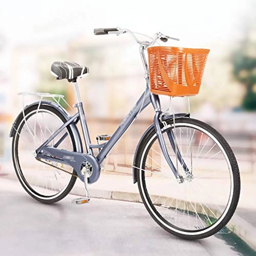 Cruiser Bike : LWZ City Commuter Bike Comfort Cruiser Bikes 24 Inch Single-Speed with Basket Lightweight Road City Bike