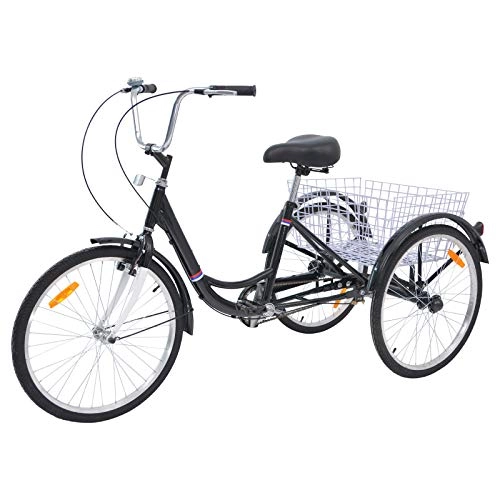 Cruiser Bike : MOPHOTO 20" Single Speed Adult Tricycle 3 Wheels Trike Cruiser Bike for Teenager Beginning Rider Cycling for Shopping Outdoor Picnic Sports - Black