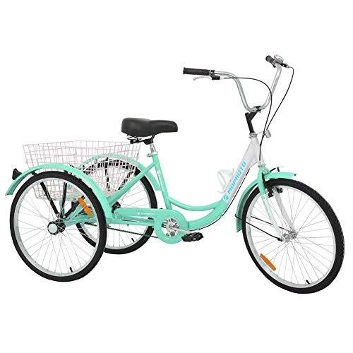 Cruiser Bike : MOPHOTO DoCred Adult Tricycles 1 Speed 7 Speed Three Wheel Bike Cruiser Bicycle, 20 Inch Adult Tricycle w / Low Step-Through Aluminum Frame, Front and Rear Fenders, Adjustable Handlebars