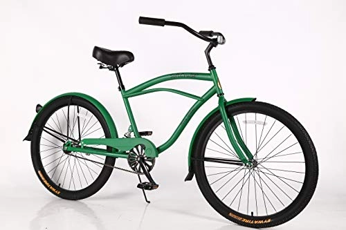 Cruiser Bike : movable Beach Men' Cruiser Bike Coral, 26" inch steel frame, 1 speed single-speed bike with coaster brakes and kickstand wide tires, cushiony wide saddle, and soft grips, with suspension