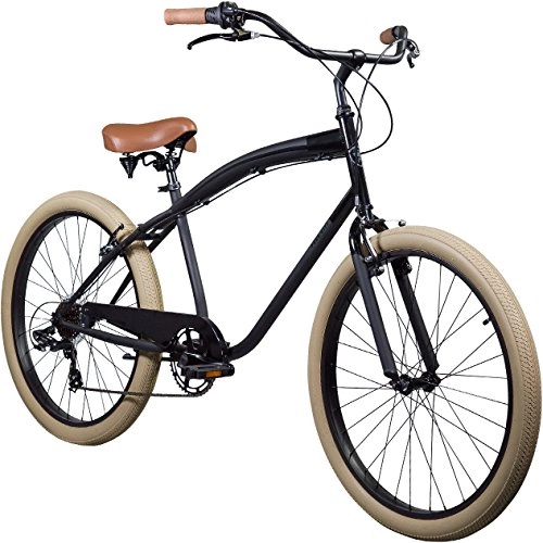 Cruiser Bike : Pure City Men's 7-Speed Cruiser Bicycle, 26" Wheels / 17.5" Frame, Brewster Black / Cream
