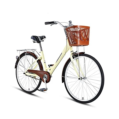 Cruiser Bike : QILIYING Cruiser Bike Adult Men and Women Bicycle urban Retro Style Color : White, Size : 24 * 15(150-165cm)