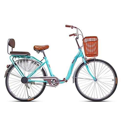 Cruiser Bike : QILIYING Cruiser Bike Bicycle Men's And Women's Single Variable Speed Student lightwe-ight Comfortable Bicycle Retro Women's Road Bicycle (Color : Sky blue, Size : 6)