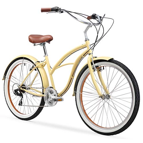 Cruiser Bike : sixthreezero Women's Beach Cruiser, Scholar Cream w / Brown Seat / Grips, 17.00