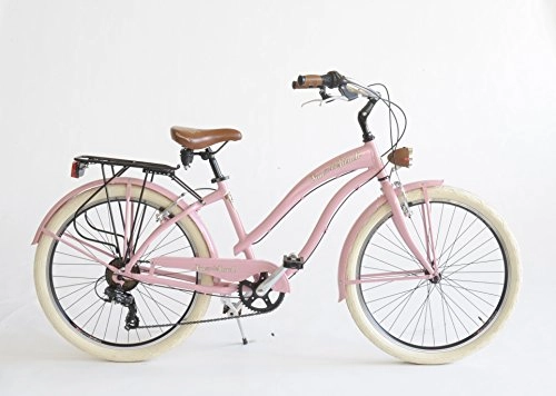 Cruiser Bike : Via Veneto Bicycle Bike Citybike CTB Women's Vintage American Cruiser Retro Aluminium (Pink Diva)