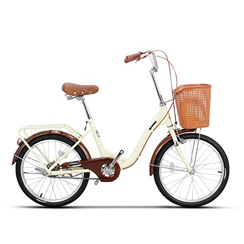 Cruiser Bike : ZZD Womens Comfort Bikes Beach Cruiser Bike, 20 / 24 Inch Classic Bicycle Retro Bicycle, Comfortable Commuter Bicycle High-Carbon Steel Frame, Beige, 20in