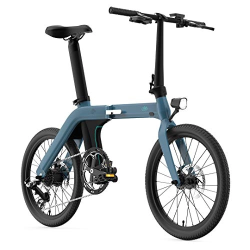 Electric Bike : (Sky Blue) FIIDO D11 20 Inch Tire Size Folding Moped Electric Bike for Adults, 36V, 250W, 80-100 Km Mileage, 7-speed gear with 3 adjustable levels in moped modes