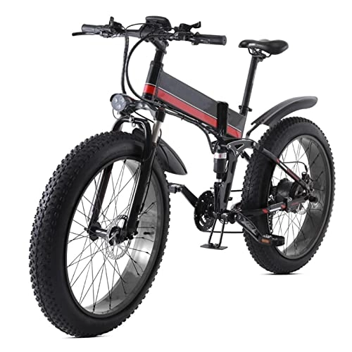 Electric Bike : 1000w Electric Bike Foldable for Adults Folding Ebike Snow Bicycle Mountain Bike Beach 26 Inch 4.0 Fat Tire 48v Lithium Battery Electric Bicycle