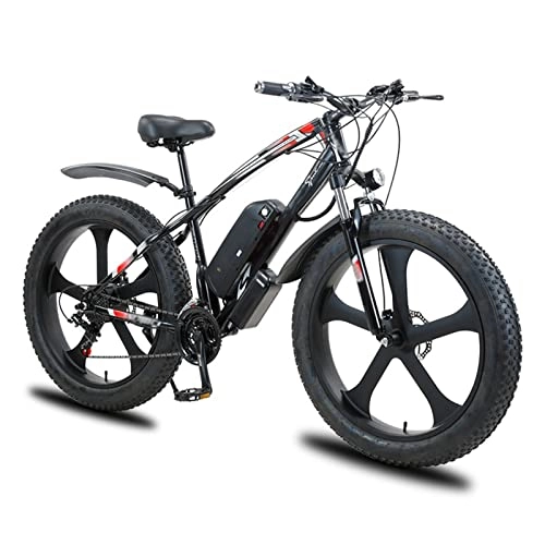 Electric Bike : 1000W Electric Bike for Adults 28MPH 26 * 4.0 Fat Tire 48V Lithium Battery 12Ah Snow Electric Bicycle (Color : Black, Number of speeds : 21)