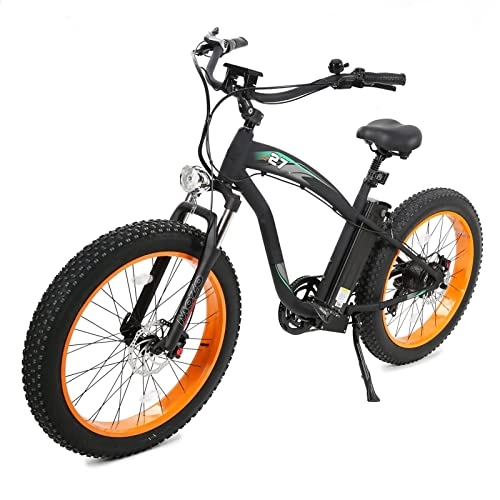 Electric Bike : 1000w Electric Bike for Adults Electric Bicycle 26 Inch Fat Tire E-Bike with 48v 13ah Lithium Battery 7 Speed Electric Bike (Color : Orange)