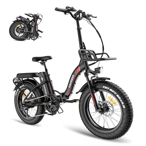 Electric Bike : 1080Wh Electric Bike, Folding Electric Bike 48V 22.5Ah Battery with SAMSUNG Cells, 100KM Mileage Ebike for Adults , 20*4.0" Electric Mountain Bike Shimano 7 Speed, Fafrees Official F20 Max 2023 Black