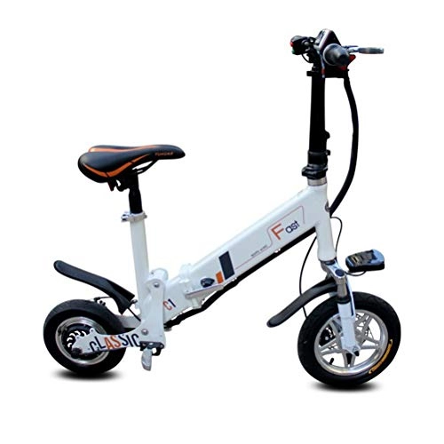 Electric Bike : 12" 36V 250W Folding Electric Bicycle Ultra-light Mini Lithium Battery Adult Folding Smart Electric Car Adult-Assisted, White