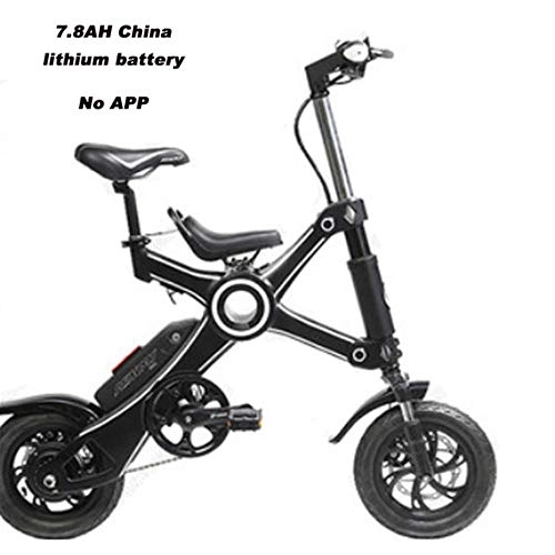 Electric Bike : 12-Inch Folding Electric Bicycle Aluminum Alloy Lithium Battery Bicycle Mini Adult Electric Bike Parent-Child Ebike, 7.8Ah Two Seat, A