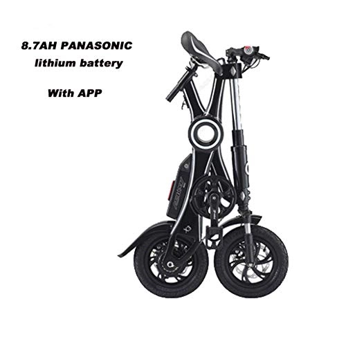 Electric Bike : 12-Inch Folding Electric Bicycle Aluminum Alloy Lithium Battery Bicycle Mini Adult Electric Bike Parent-Child Ebike, 8.7Ah Single Seat, A