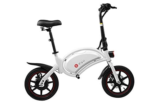 Electric Bike : 14"Adult Folding Electric Bike, Commuting E-Bike for Women Men, 6AH / 10AH Removable Lithium-Ion Battery, Max Speed 25 km / h, 36V 250W Motor and Smart Speed (White Ebkie-6AH)