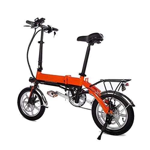Electric Bike : 14'' Electric Bike, Electric Bike Adult Removable 36V 250W Lithium-Ion Battery Rechargeable with USB Phone Holder and Front and Rear Disc Brakes - Weighs only 23kg, UE