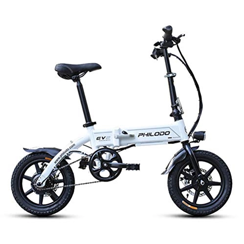 Electric Bike : 14'' Electric Foldable Bike, Convincied Lamtwheel Folding Electric Bike for Adults with LCD Screen Tire Lightweight With Removable Large Capacity Lithium-Ion Battery (36v 250w 8ah), White