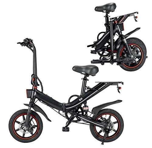 Electric Bike : 14 Inch Electric Moped Bicycle, Electric Folding Aluminum Mountain / City / Road Bike, Max Speed 25km / h, 15Ah / 48V Removable Battery, 400W Motor, Disc Brake, LCD Display, Fit for 120-200cm Height
