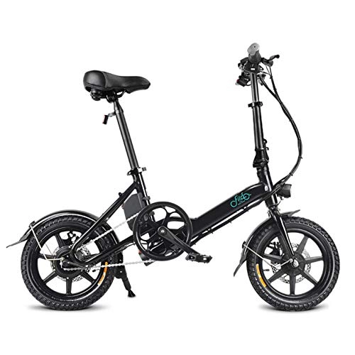 Electric Bike : 14 Inch Folding Electric Bicycle, Black / White Lightweight And Aluminum EBike With Pedals, Electric Bike for Adults